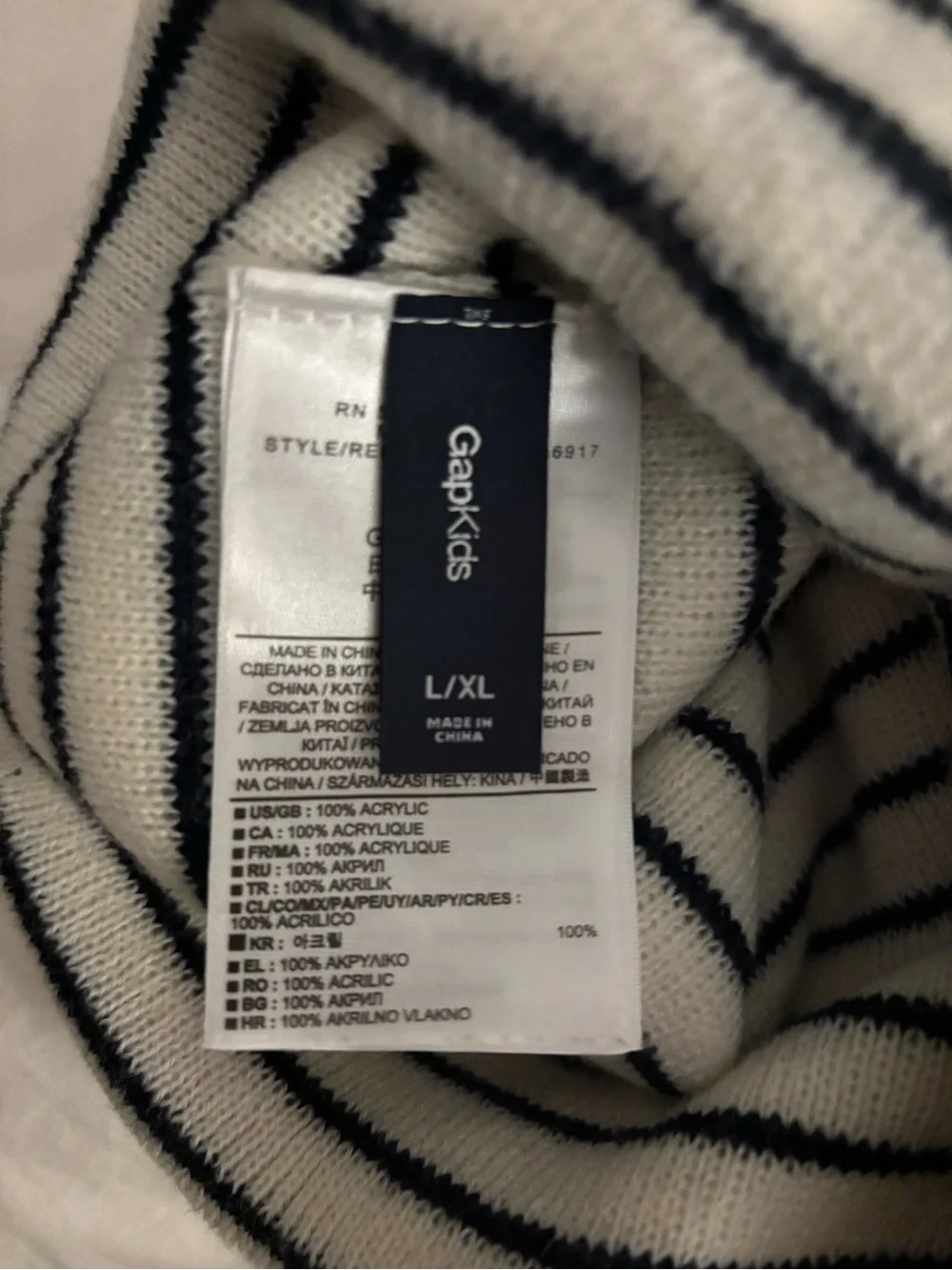 GAP Kids Striped White and Black Knit Beanie